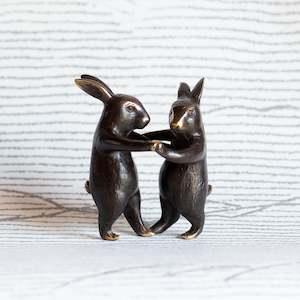 Bronze Sculptures Ornaments: Little Bronze Dancing Rabbits