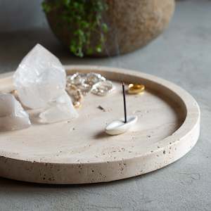 Marble Marble Onyx: Natural Round Travertine Stone Tray