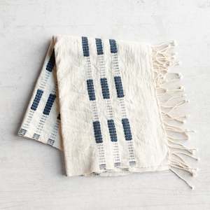 Handwoven Hand Towel | Cotton | Natural + Navy