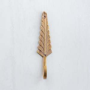 Coat Hooks: Brass Coat Hook | Leaf | Antique