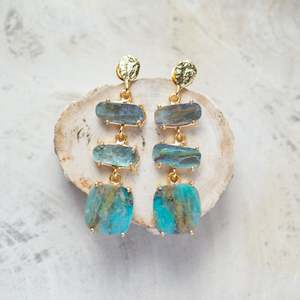 Various Jewellery Accessories: Raw Crystal Stone Earrings | Chrysocolla + Paua
