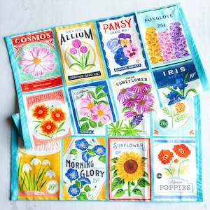 Tea Towels: Seed Packets Cotton Tea Towel