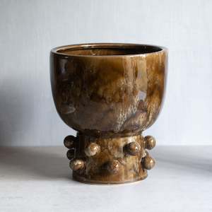 Pipin Ceramic Footed Pot | Olive