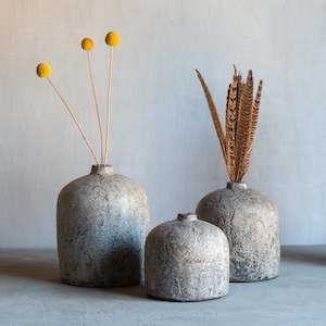 Terracotta Bottle Vase | Grey Finish