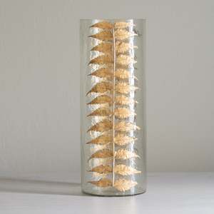 Tall Glass Vase | Gold Leaves