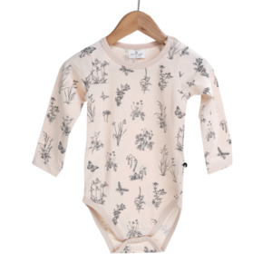 Kids Baby: Burrow & Be | Long Sleeve Onesie | Meadow Blush