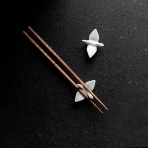 Platters Serveware: Ceramic Origami Crane Chopstick Rest | Set of 2