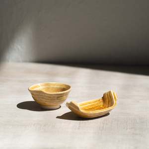 Platters Serveware: Japanese Ceramics | Pinchi Dish Set | Mustard