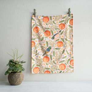 Gifts Under 50: Tea Towel | Waxeyes & Mandarins | Cream | Catherine Marion