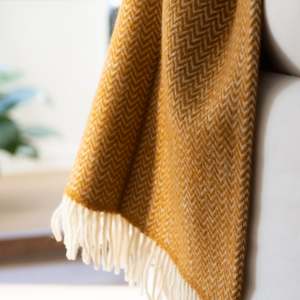 Blankets And Throws: Klippan NZ Wool Blanket |  Chevron [Caramel]