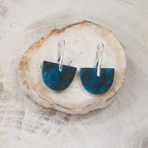 Natural Stone Earrings | Chrysocolla Shield D