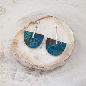 Natural Stone Earrings | Chrysocolla Shield C