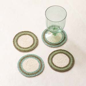 Beaded Coaster | Set of 4 | Garnet