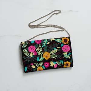 Beaded Clutch Bag | Night Blooms