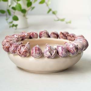 Platters Serveware: Ceramic Fig Bowl | Ivory + Aubergine
