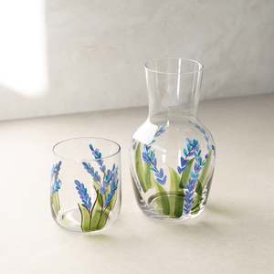 Just Added: Glass Carafe Set | Hand Painted | Wisteria Geisha