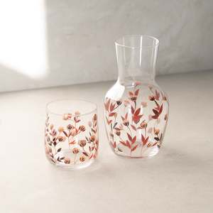 Glass Carafe Set | Hand Painted | Autumn Vine
