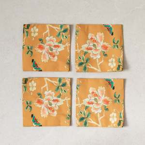 Just Added: Canvas Coaster | Gold Chinoiserie | Set/4