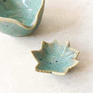 Sale: Japanese Ceramics | Mini Maple Dish | Aqua