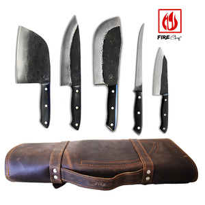 Oz Braai: Fire Chef Complete Five Knife Bundle Incl Leather Roll