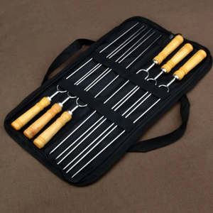 PUREQ WOOD HANDLE HIBACHI SKEWER 6PK