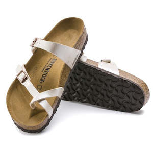 All: Birkenstock Mayari Birko Flor Birkibuc Graceful Pearl White Regular Width
