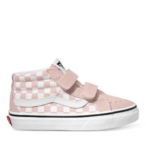 Vans: Vans SK8 Mid Reissue Velcro Boot Color Theory Checkerboard Rose Smoke Youths - NOT RETURNABLE