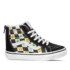Vans: Vans - SK8 Hi Zip Melted Check - Youths Black Multi Boot NOT RETURNABLE