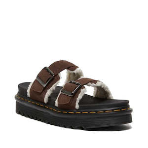 Dr Martens Sandals: Dr Martens -  Myles Dark Brown Suede Fur Lined Sandal E.H.Suede uk6.5 womens 8.5 ONLY