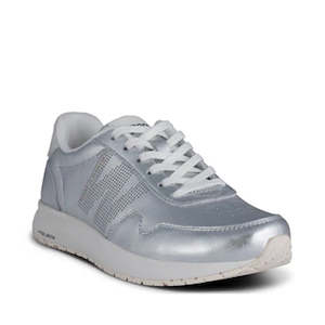 Woden: Woden Womens Sneaker Nora Natural Soft Metallic Silver