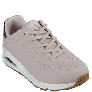 Skechers Uno Womens Trainers: Skechers Uno Shimmer Away Blush Pink Pull On Trainer Clearance Womens US 7