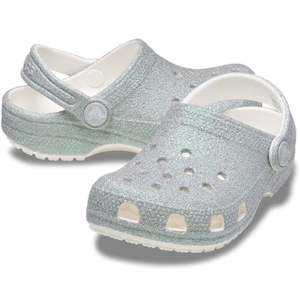 All Kids: Crocs Kids - Classic Iridescent Glitter Clog White - Junior Youths Sizes