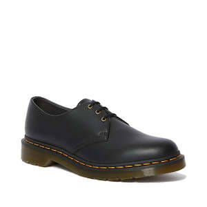 Dr Martens 1461 3 Eye Oxford Shoes: Dr Martens - Vegan 1461 Black Felix Rub Off Shoe 3 eye Lace Up