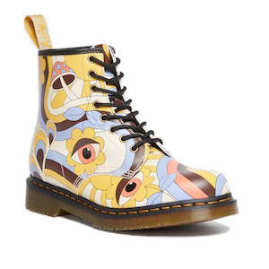 Dr Martens 1460 8 Eye Boots: Dr Martens Vegan 1460 Boot Retro Ray Kemble Parchment Beige