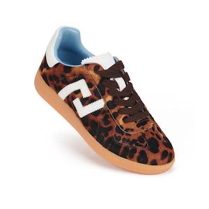 All Womens: Rollie Womens Pace Dark Camel Leopard Sneaker