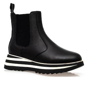 Alfie & Evie Hiccup Black Leather Ankle Boot Womens