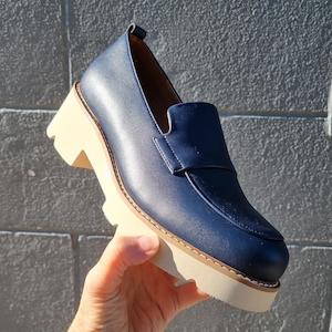 One Trick Pony Newness Navy  Leather Womens Loafer