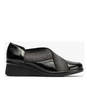 Pitillos Classic Patent Shoe with Wedge Heel Black
