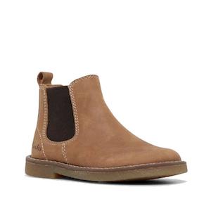 Clarks: Clarks Chelsea II Jnr Tan Toddlers Leather Boot