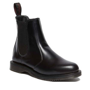 Dr Martens Doc: Dr Martens Flora Chelsea Boot Black Polished Smooth