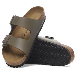 Birkenstock: Birkenstock Arizona Smooth Natural Leather Concrete Grey Regular Width