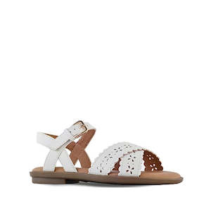 Clarks: Clarks - Girls Hallie White Sandals E Average Width