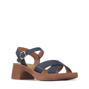 Los Cabos: Los Cabos Alegra Navy Wedge Platform Backstrap Sandal