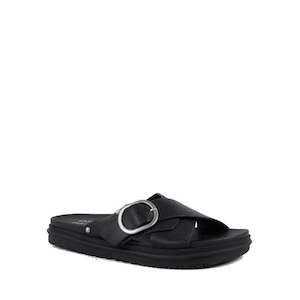 Emu Nz: Emu Ebony Black Leather Slide Sandal