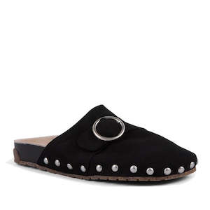 Emu Nz: Emu - Amber Scuff Slide in Black - Leather Suede