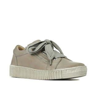 Eos Jovi The Leather Sneaker For This Season: EOS Jovi Leather Trainer Stone Lace Up with Zip