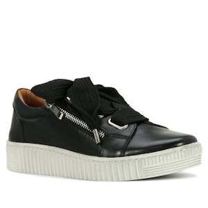 Eos Jovi The Leather Sneaker For This Season: EOS Jovi Leather Trainer Black Lace Up with Zip
