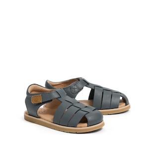 Pretty Brave: Pretty Brave Child Rocco Indigo Leather Closed Toe Sandal
