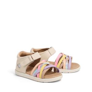 Pretty Brave: Pretty Brave 1st Walker Eden Rainbow Leather Open Toe Sandal
