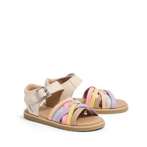 Pretty Brave: Pretty Brave Child Ariel Rainbow Leather Open Toe Sandal